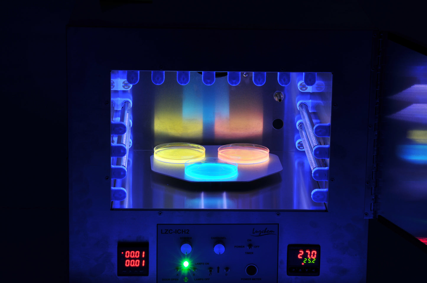LED photoreactor with multiple color lighting